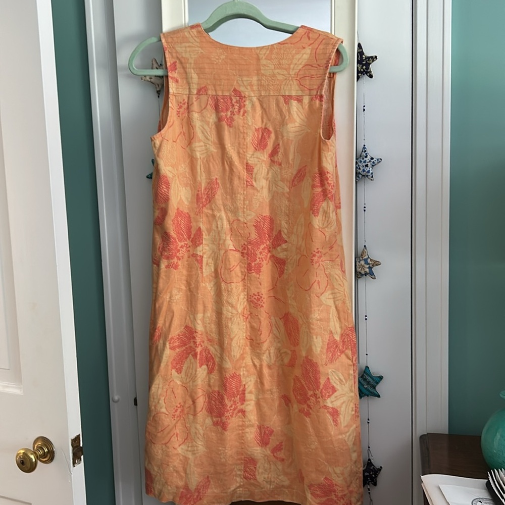 SO Blue Sigrid Olson Floral Sleeveless Dress - Orange and Pink 8 - Picture 3 of 4
